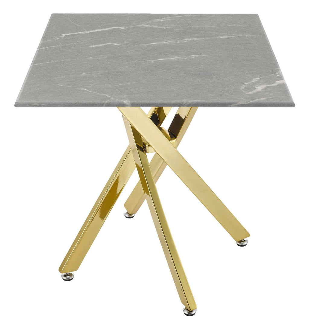 Sutton Grey and Gold Square Side Table - 55cm Glass Top with Concrete Effect