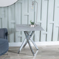 Sutton Grey and Chrome Square Side Table - 55cm Glass Top with Concrete Effect