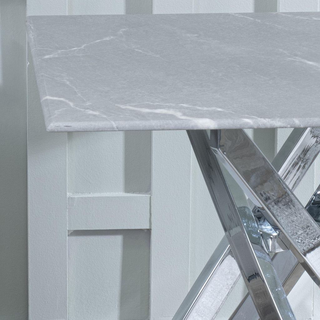 Sutton Grey and Chrome Square Side Table - 55cm Glass Top with Concrete Effect