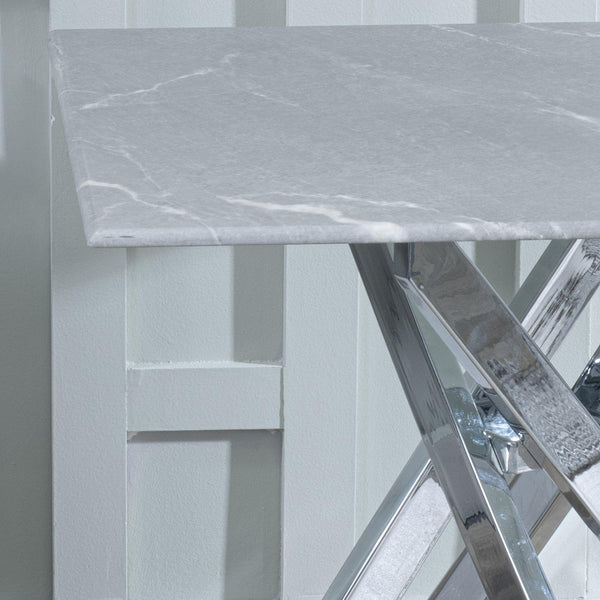 Sutton Grey and Chrome Square Side Table - 55cm Glass Top with Concrete Effect