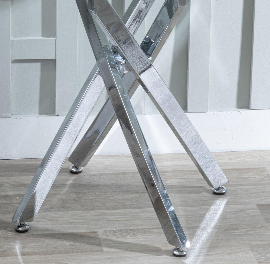 Sutton Grey and Chrome Square Side Table - 55cm Glass Top with Concrete Effect