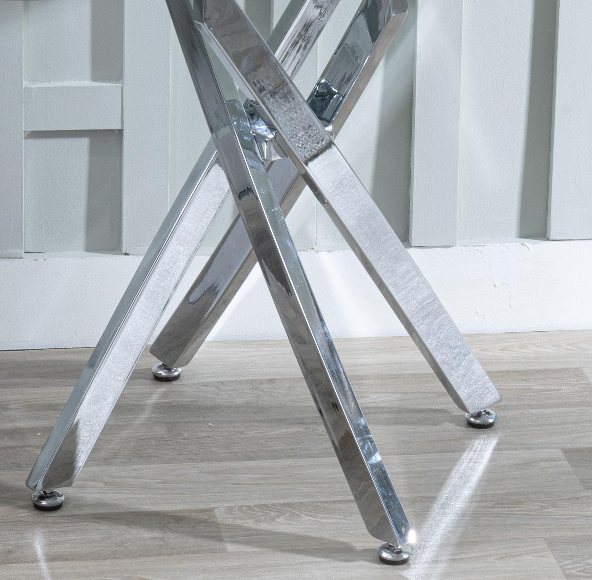 Sutton Grey and Chrome Square Side Table - 55cm Glass Top with Concrete Effect
