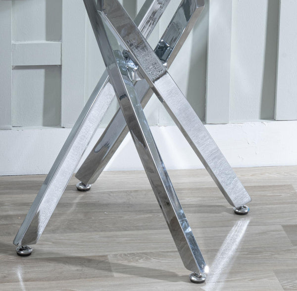 Sutton Grey and Chrome Square Side Table - 55cm Glass Top with Concrete Effect