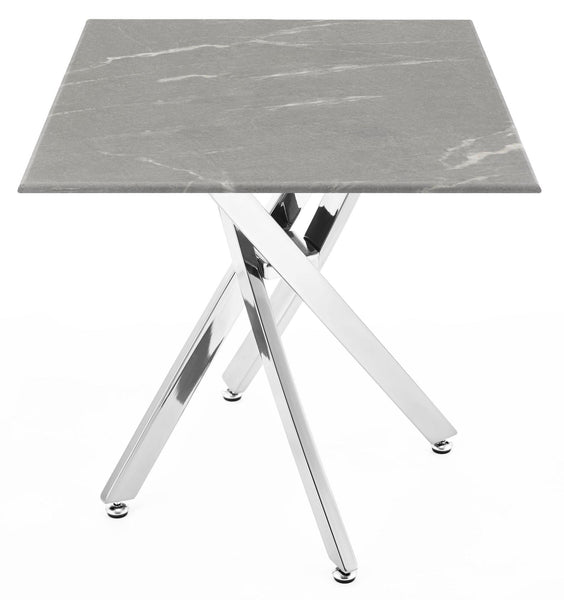 Sutton Grey and Chrome Square Side Table - 55cm Glass Top with Concrete Effect