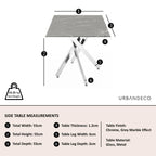Sutton Grey and Chrome Square Side Table - 55cm Glass Top with Concrete Effect