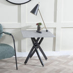 Sutton Grey and Black Square Side Table - 55cm Glass Top with Concrete Effect