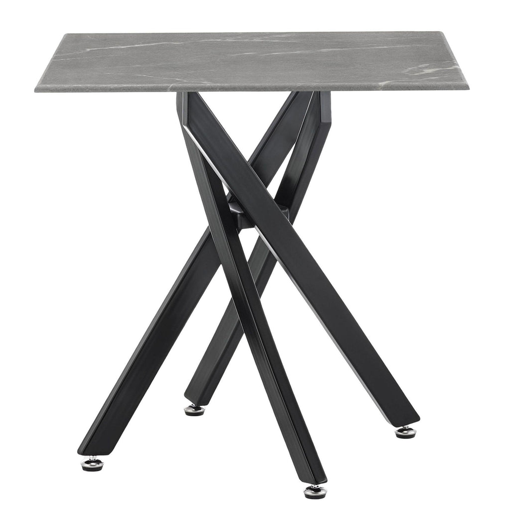 Sutton Grey and Black Square Side Table - 55cm Glass Top with Concrete Effect