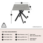 Sutton Grey and Black Square Side Table - 55cm Glass Top with Concrete Effect