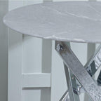 Sutton Grey and Chrome Round Side Table - 55cm Glass Top with Concrete Effect