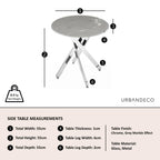 Sutton Grey and Chrome Round Side Table - 55cm Glass Top with Concrete Effect