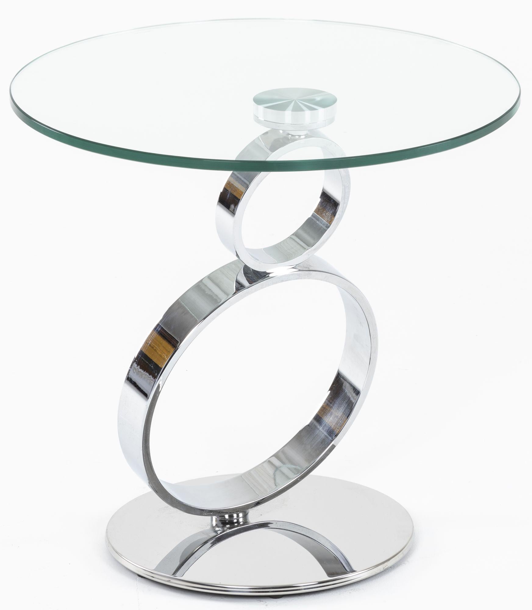Virgo Glass Top Round Side Table