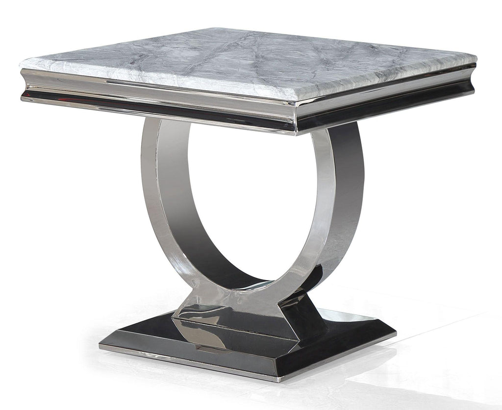 Welby Grey Marble and Chrome Side Table