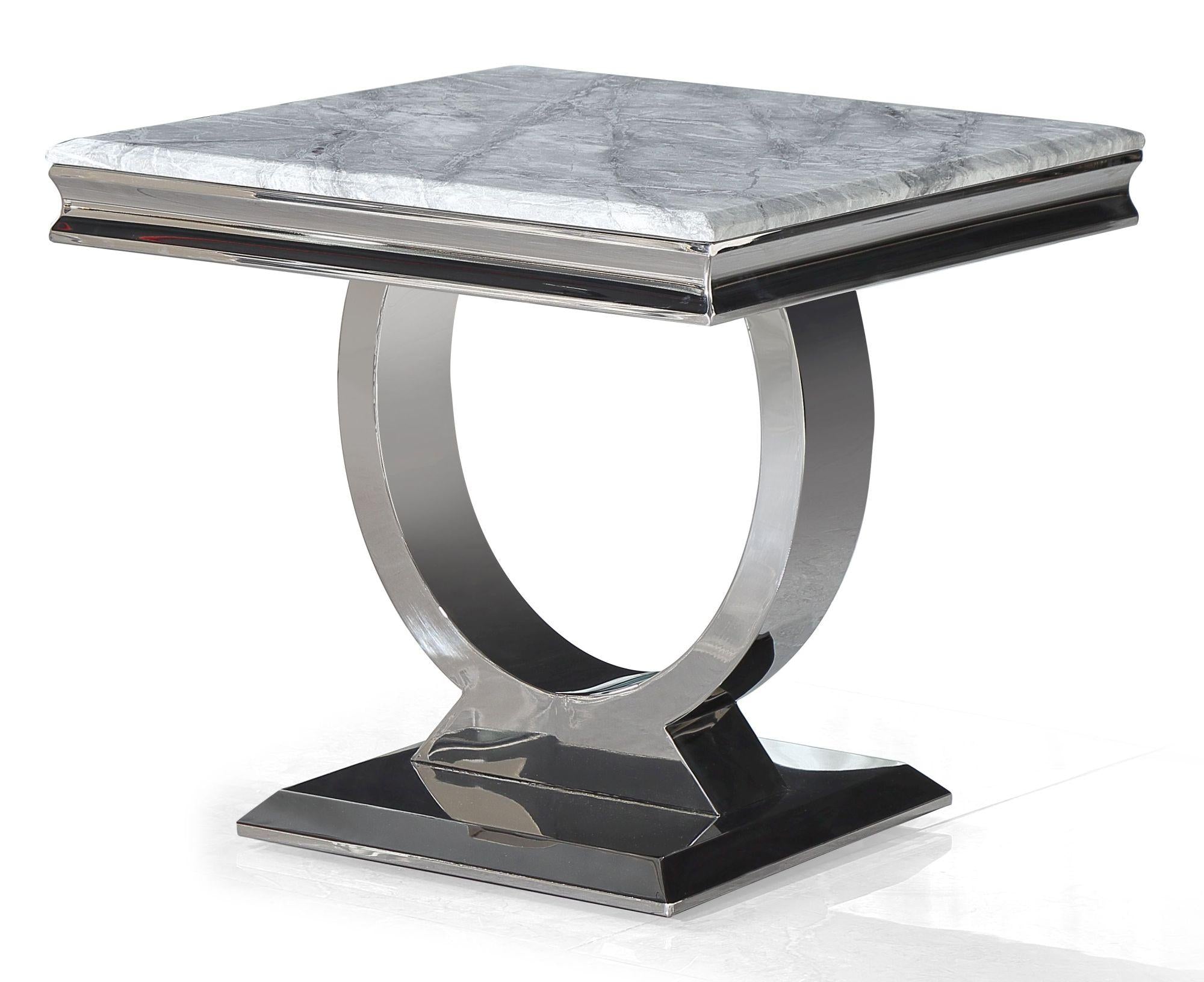 Welby Grey Marble and Chrome Side Table