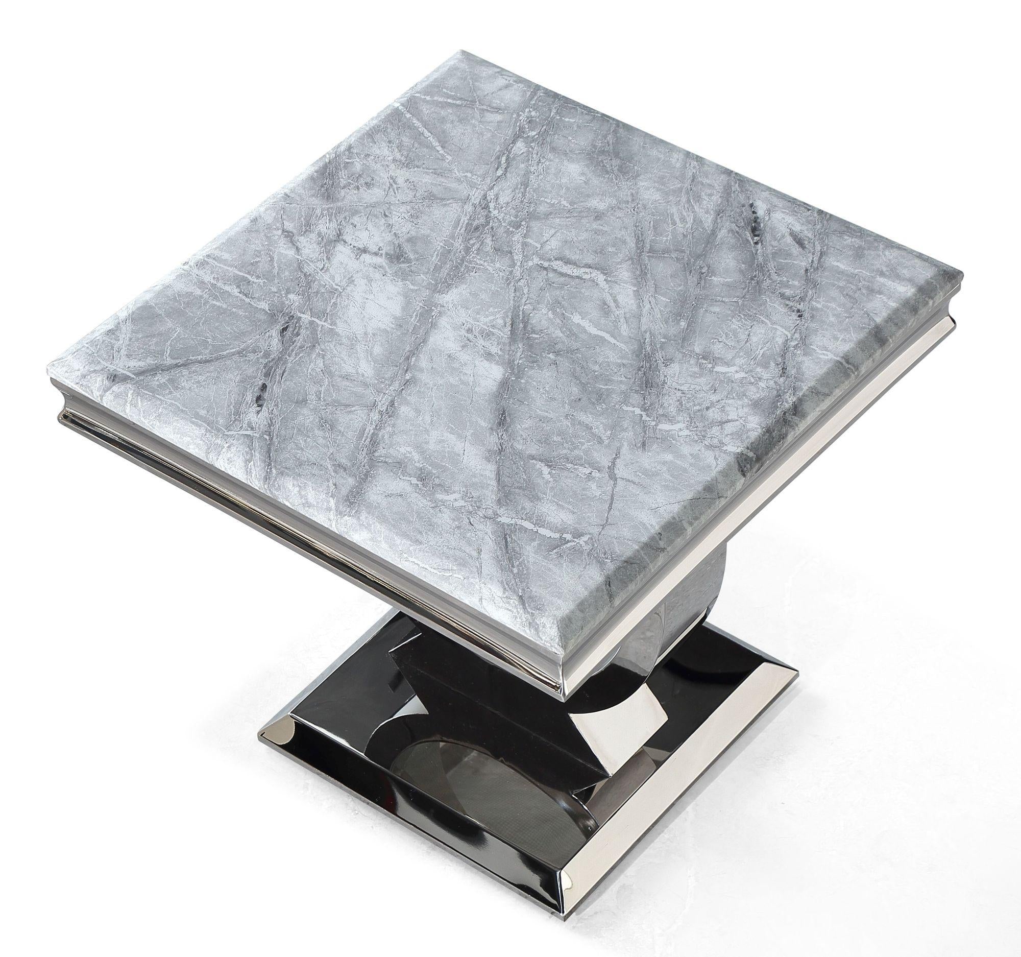 Welby Grey Marble and Chrome Side Table
