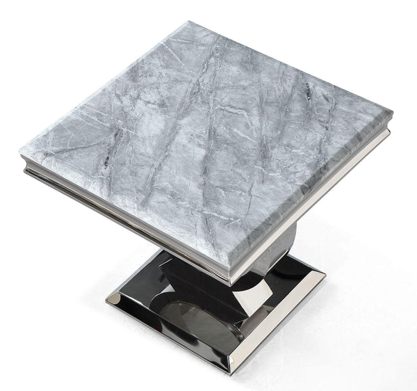 Welby Grey Marble and Chrome Side Table