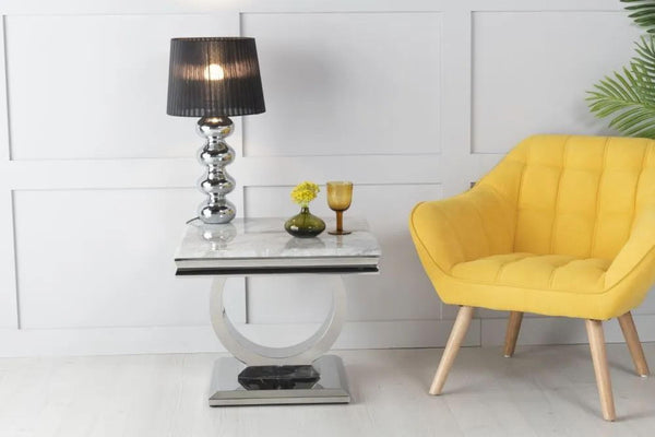 Welby Grey Marble and Chrome Side Table