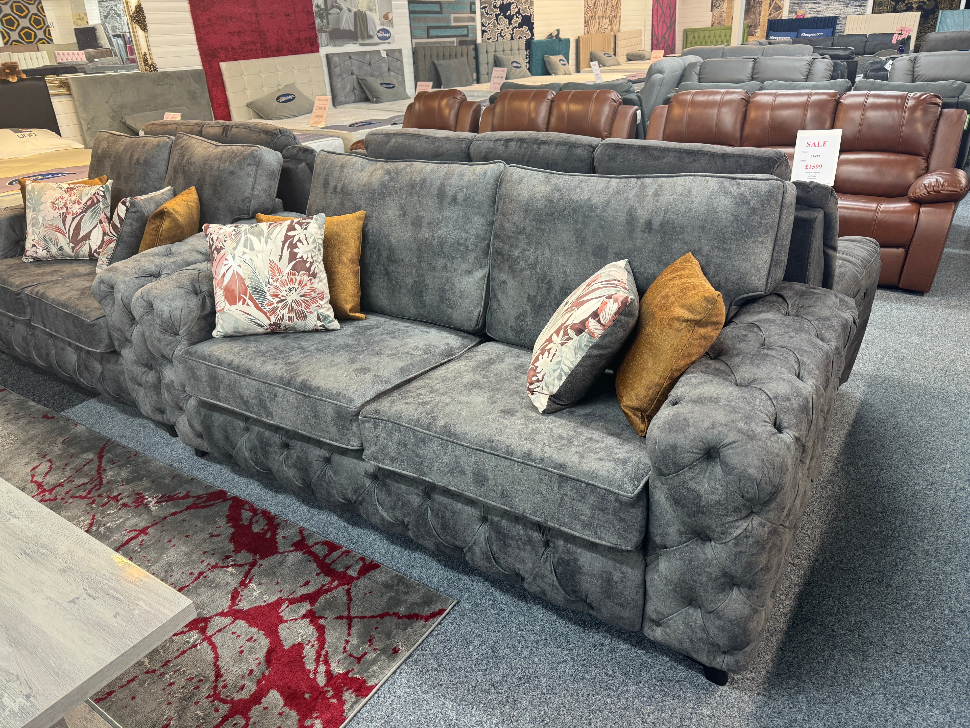 Great Gatsby 3+2 Grey Fabric Sofa