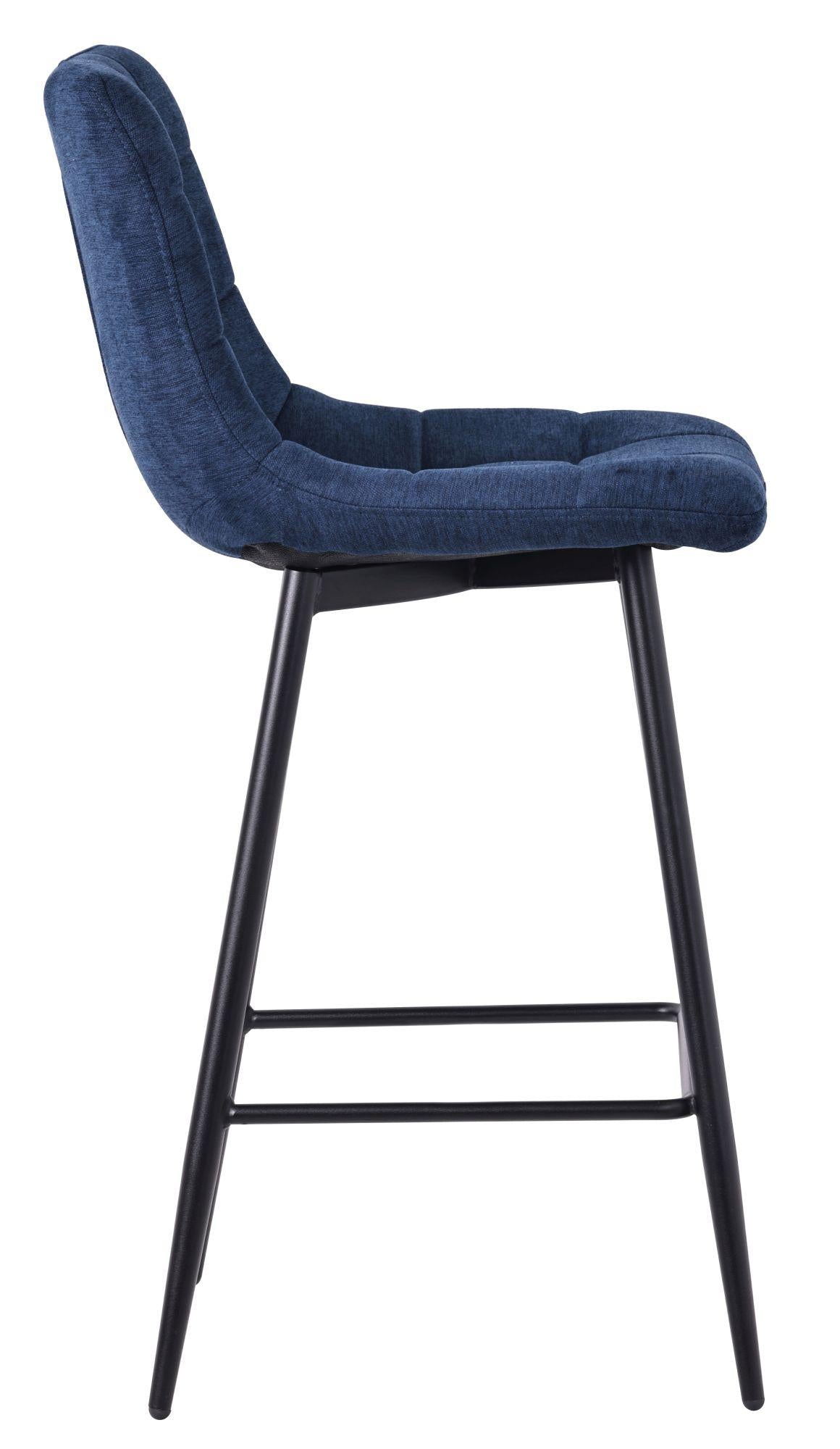 Elba Blue Fabric High Back Barstool with Black Metal Legs