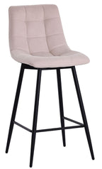 Elba Beige Fabric High Back Barstool with Black Metal Legs
