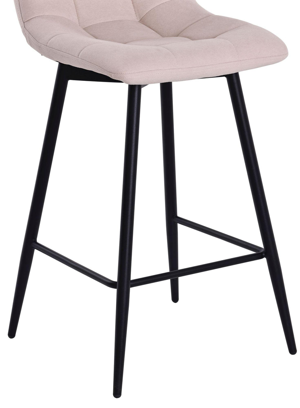 Elba Beige Fabric High Back Barstool with Black Metal Legs