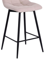 Elba Beige Fabric High Back Barstool with Black Metal Legs