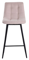 Elba Beige Fabric High Back Barstool with Black Metal Legs
