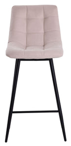Elba Beige Fabric High Back Barstool with Black Metal Legs