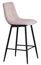 Elba Beige Fabric High Back Barstool with Black Metal Legs