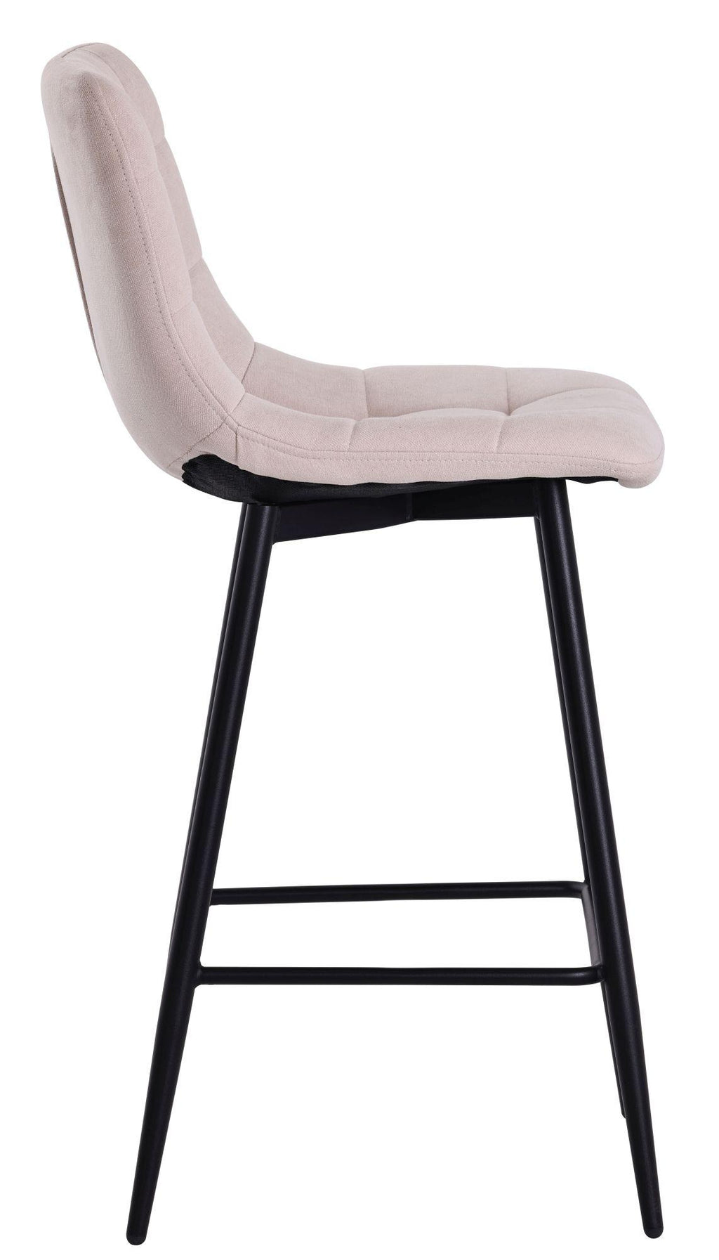 Elba Beige Fabric High Back Barstool with Black Metal Legs