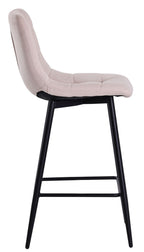Elba Beige Fabric High Back Barstool with Black Metal Legs