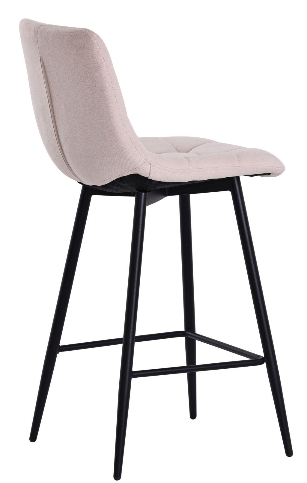 Elba Beige Fabric High Back Barstool with Black Metal Legs