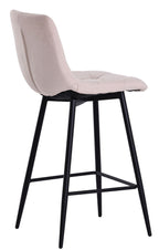 Elba Beige Fabric High Back Barstool with Black Metal Legs