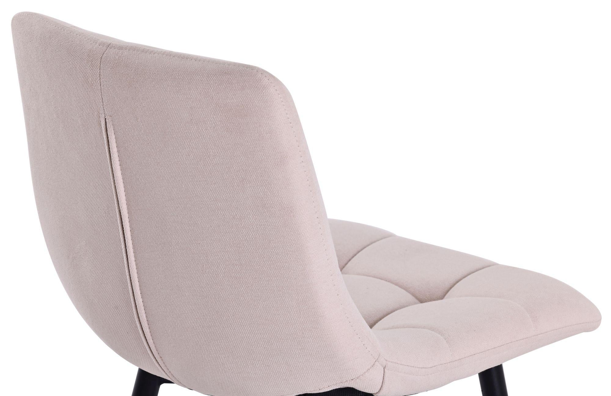 Elba Beige Fabric High Back Barstool with Black Metal Legs