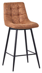Elba Brown Fabric High Back Barstool with Black Metal Legs