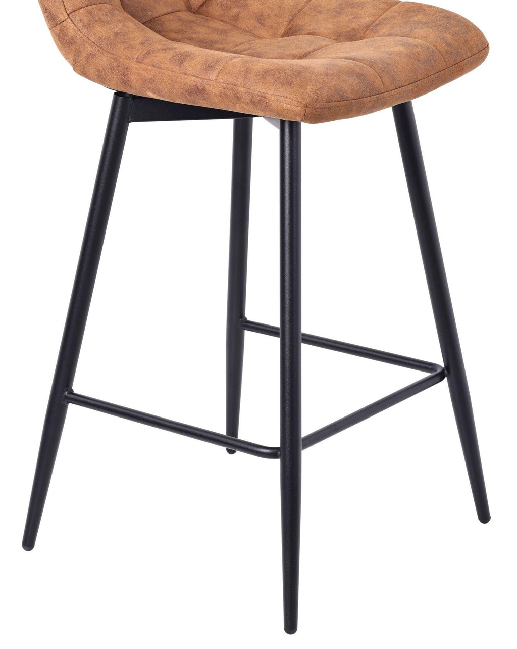 Elba Brown Fabric High Back Barstool with Black Metal Legs