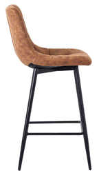 Elba Brown Fabric High Back Barstool with Black Metal Legs
