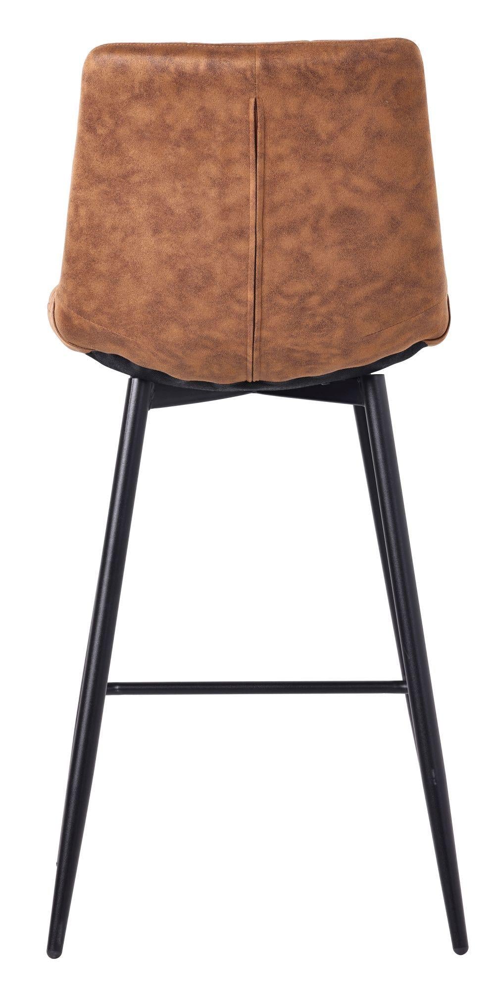 Elba Brown Fabric High Back Barstool with Black Metal Legs