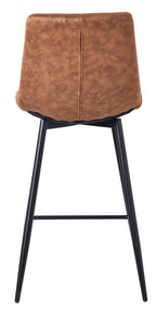 Elba Brown Fabric High Back Barstool with Black Metal Legs