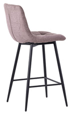 Elba Camel Fabric High Back Barstool with Black Metal Legs