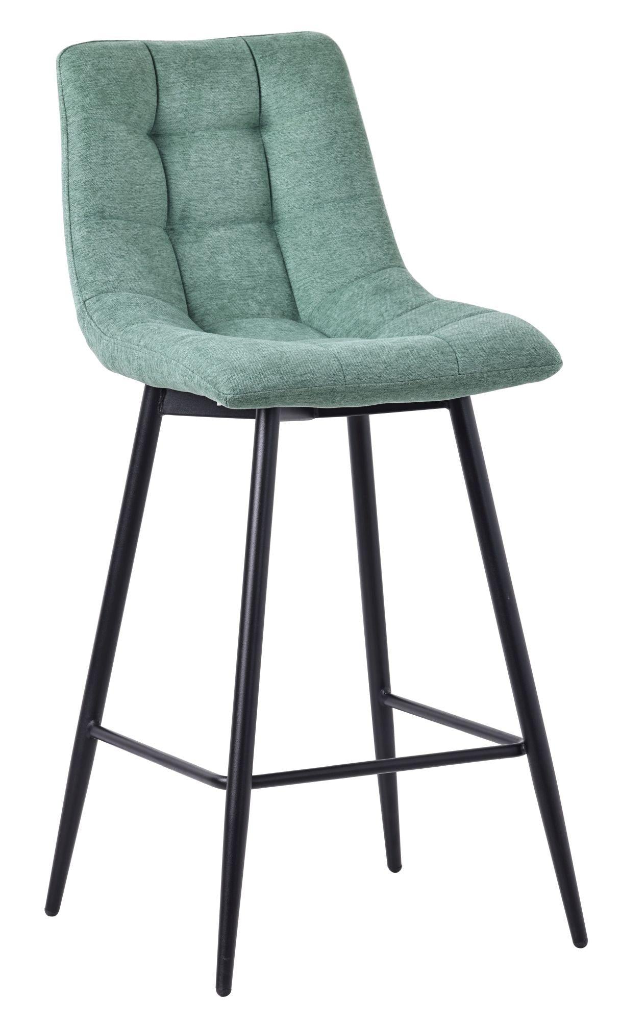 Elba Green Fabric High Back Barstool with Black Metal Legs