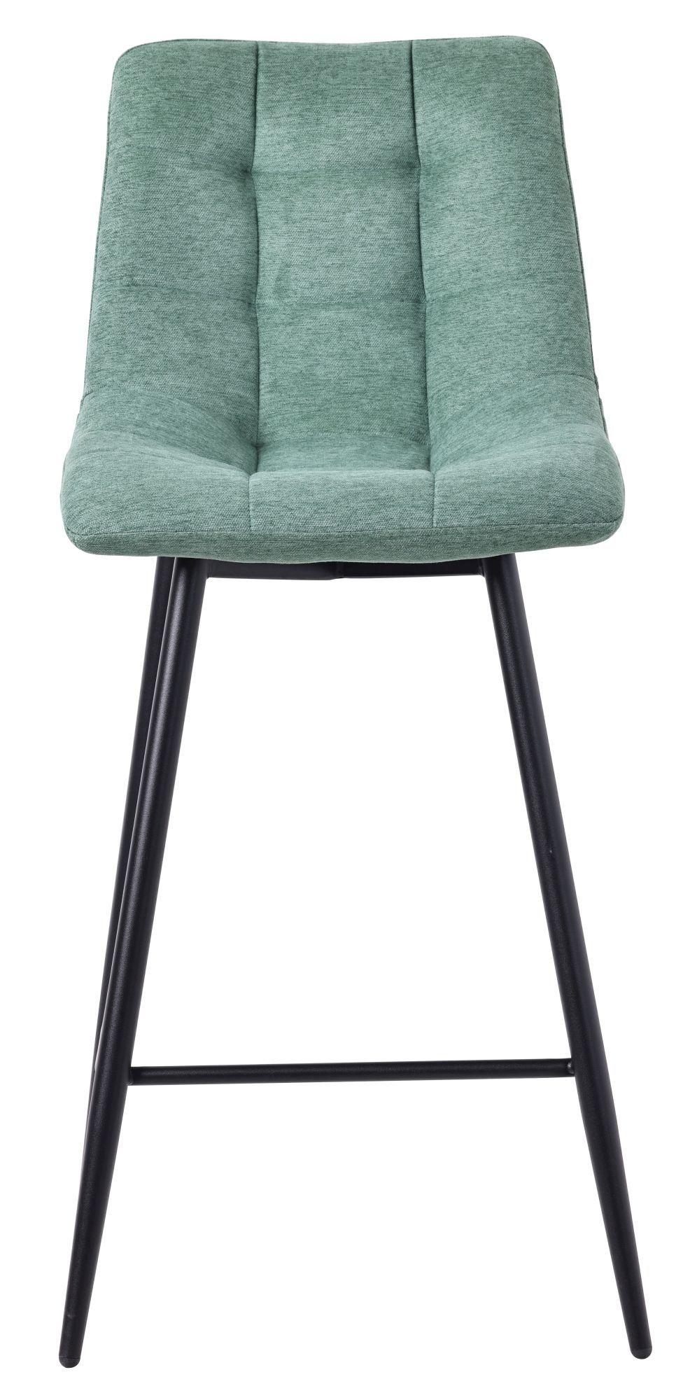 Elba Green Fabric High Back Barstool with Black Metal Legs