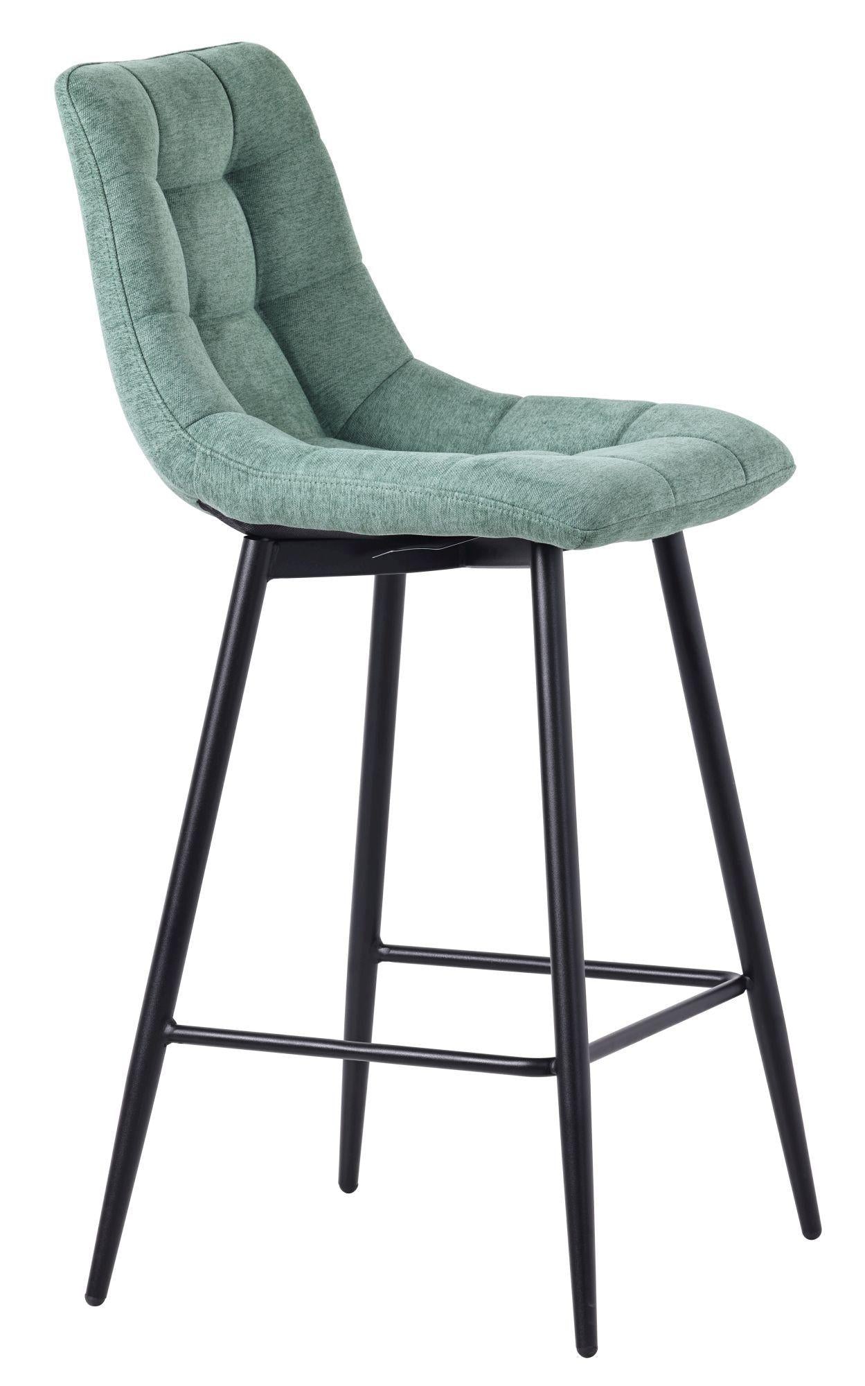 Elba Green Fabric High Back Barstool with Black Metal Legs