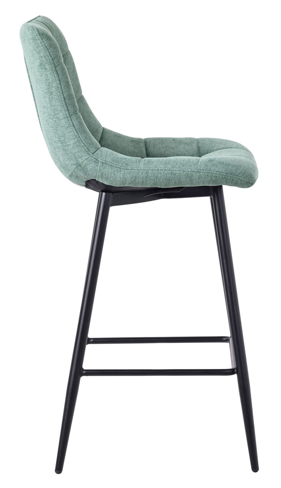 Elba Green Fabric High Back Barstool with Black Metal Legs
