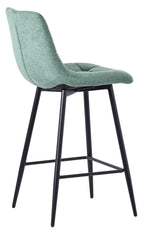 Elba Green Fabric High Back Barstool with Black Metal Legs