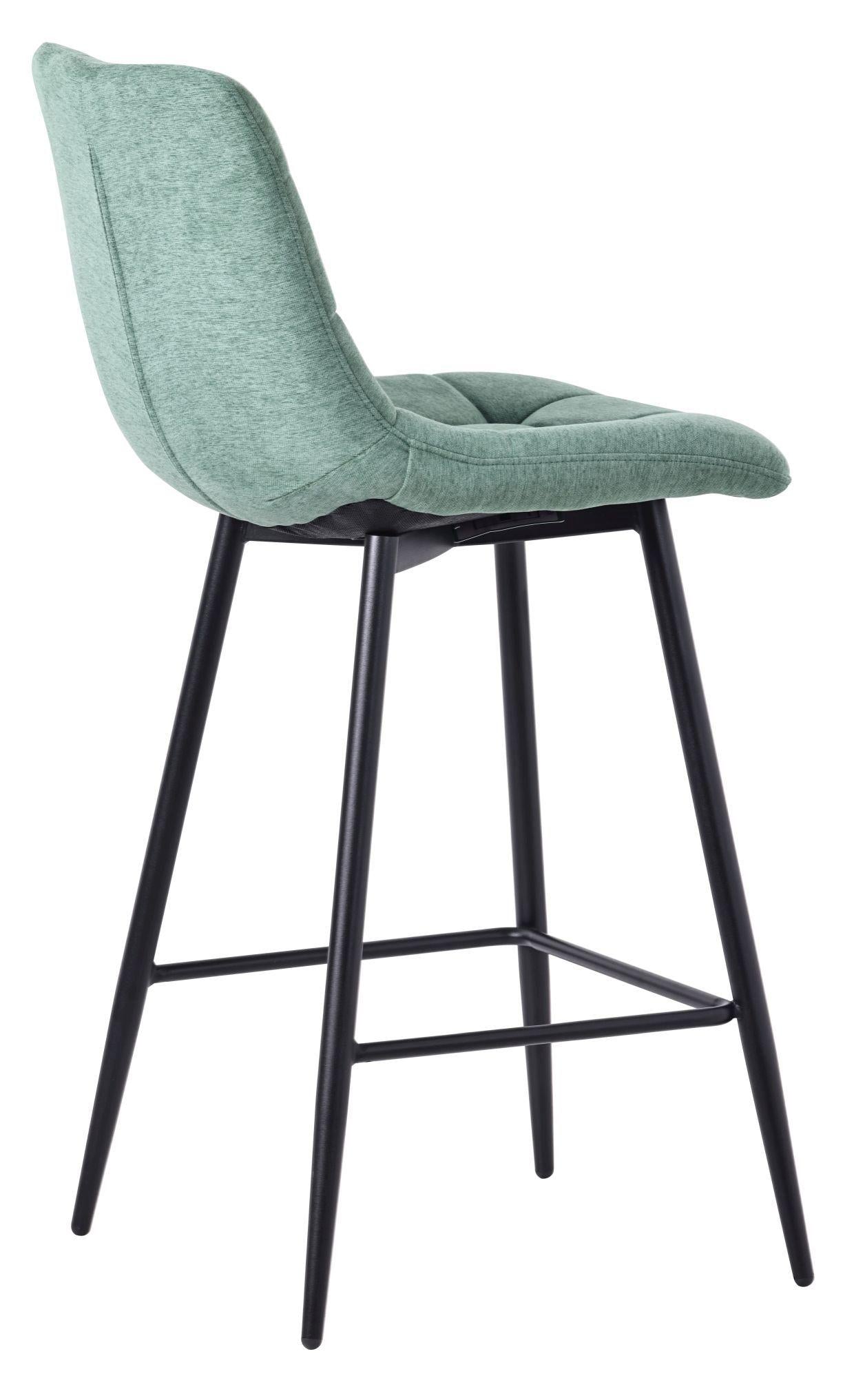 Elba Green Fabric High Back Barstool with Black Metal Legs