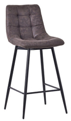 Elba Grey Fabric High Back Barstool with Black Metal Legs