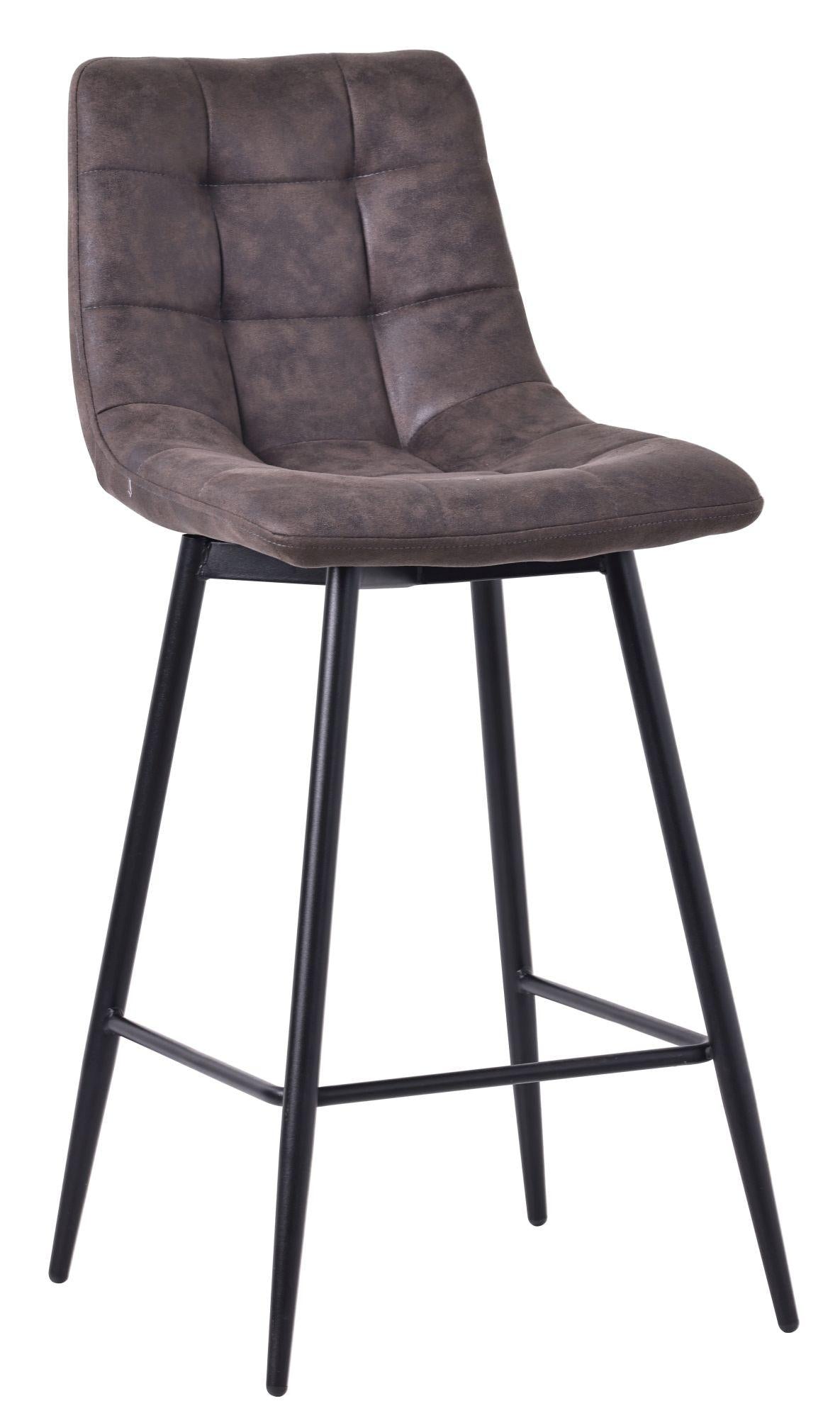 Elba Grey Fabric High Back Barstool with Black Metal Legs