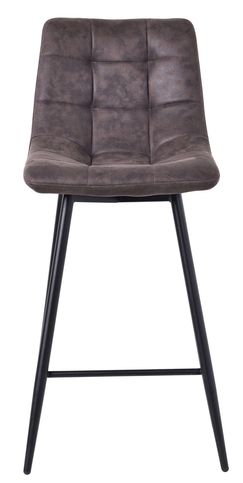 Elba Grey Fabric High Back Barstool with Black Metal Legs