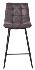 Elba Grey Fabric High Back Barstool with Black Metal Legs