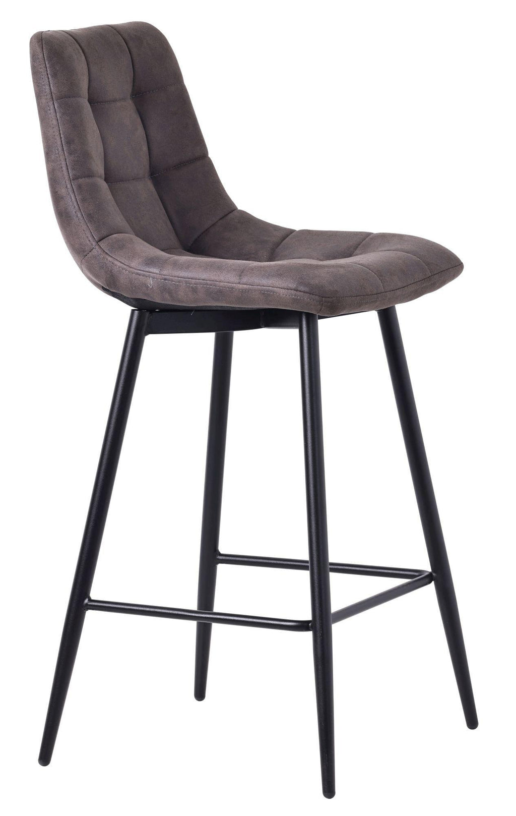 Elba Grey Fabric High Back Barstool with Black Metal Legs